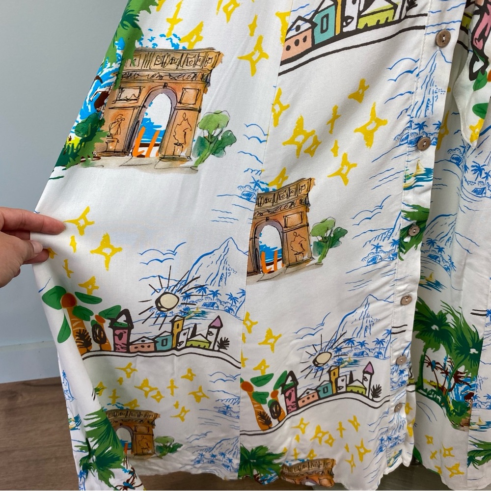 NWT Taelynn Vacay Whimsical Destination Maxi Shirt fit & flare Dress Small - Picture 7 of 11